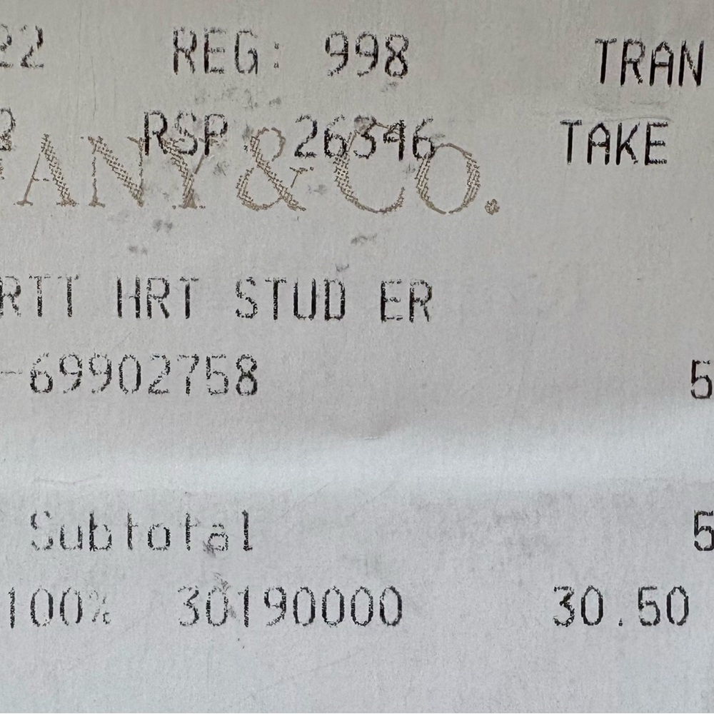 Tiffany & Co. Silver Heart Diamond Stud Earrings - Picture 3 of 3